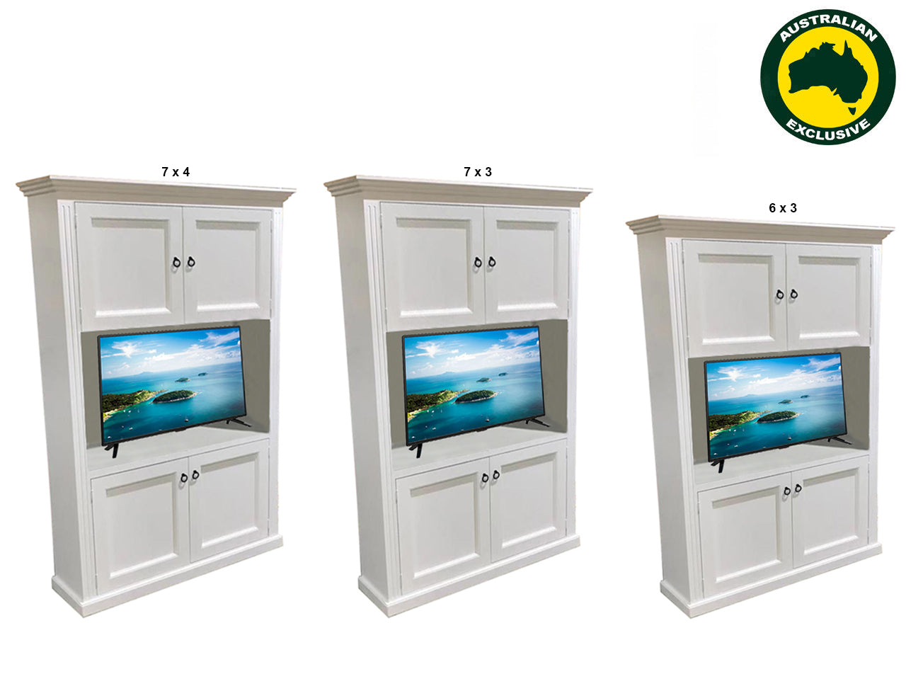BAYSIDE (AUSSIE MADE) WALL / TV UNIT COLLECTION - ASSORTED PAINTED COLOURS - STARTING FROM $1299