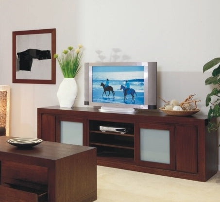 BRESSINGTON LOWLINE TV UNIT WITH 2 DOORS AND 2 DVD PULLOUTS  -700(H) X 2340(W) - CHOICE OF COLOURS