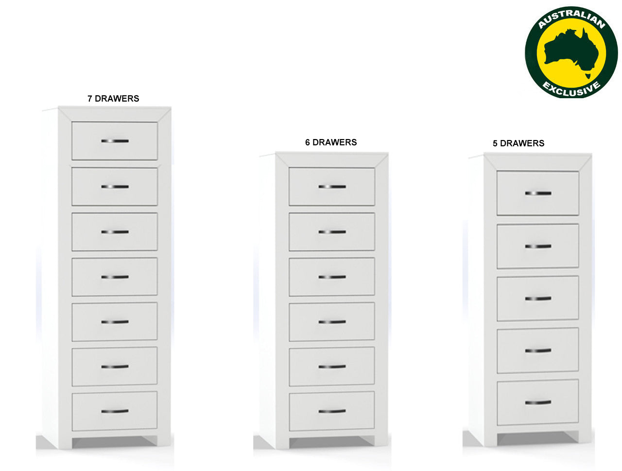 BUSTIN (AUSSIE MADE) NARROWBOY CHEST COLLECTION - ASSORTED PAINTED COLOURS - STARTING FROM $699