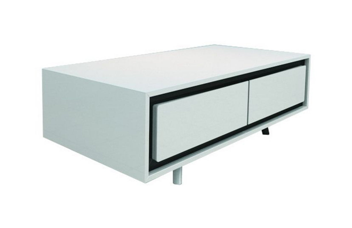 CALI 2 DRAWERS COFFEE TABLE (WD-168)  - 1200(W) X 600(D)-  HIGH GLOSSY  WHITE