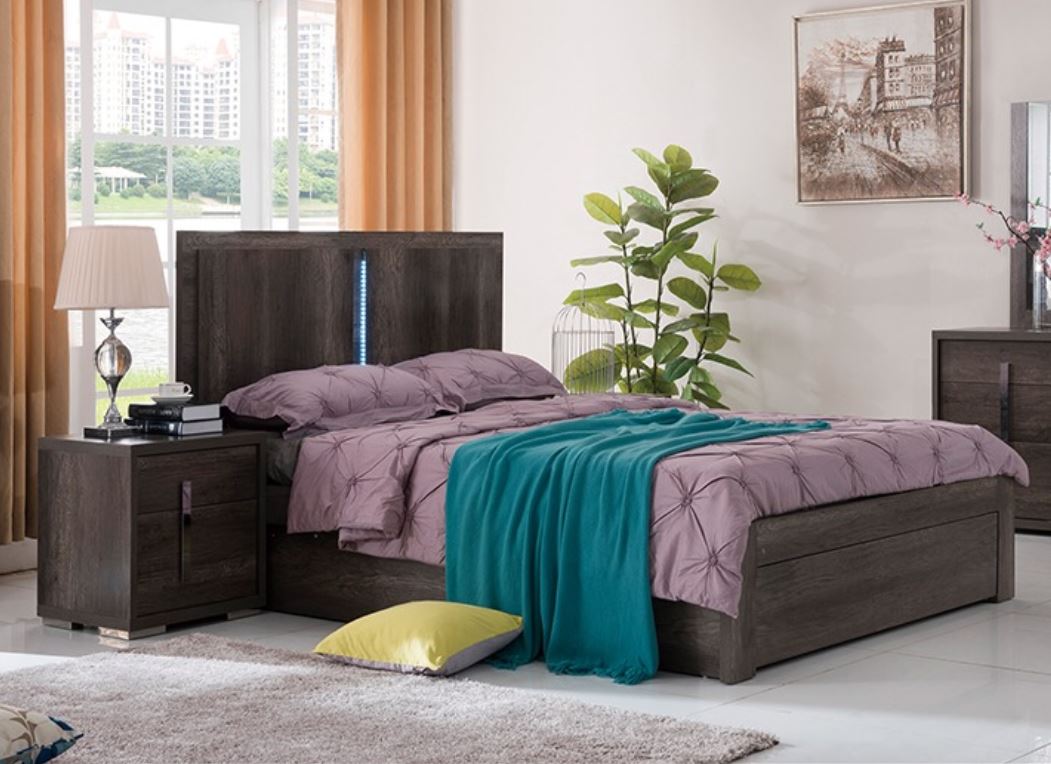 YONKERS DOUBLE OR QUEEN 3 PIECE (BEDSIDE) BEDROOM SUITE   - CHARCOAL 