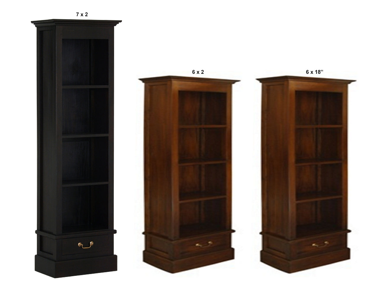 CENTRAL 1 DRAWER BOOKCASE COLLECTION - ASSORTED STAINED / PAINTED COLOURS - STARTING FROM $649
