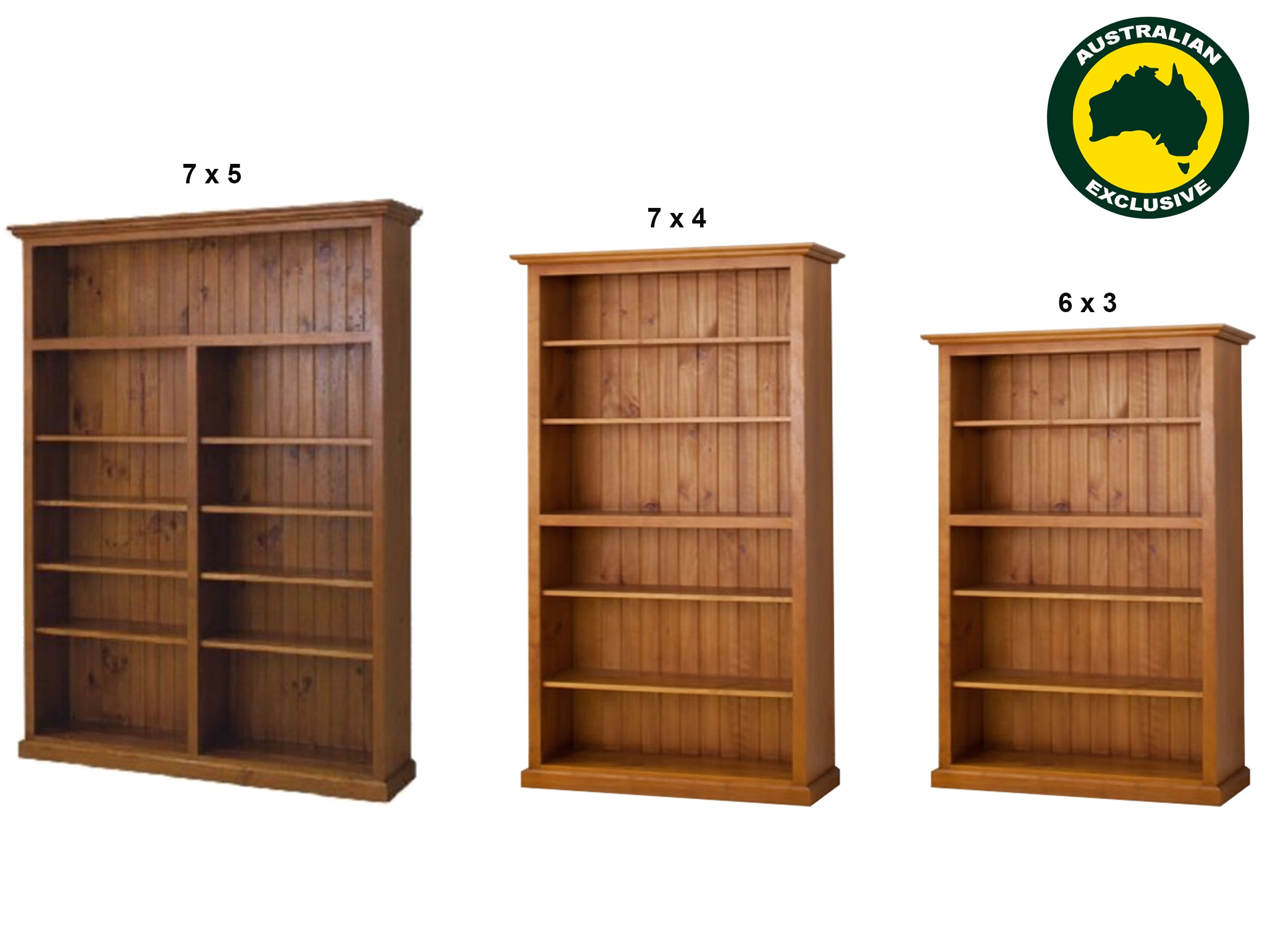 NOLAN (AUSSIE MADE) HIGHLINE BOOKCASE WITH MIDDLE 40MM TRIMM COLLECTION - ASSORTED STAINED COLOURS - STARTING FROM $649