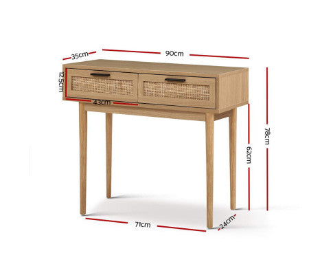JOHNSON RATTAN  CONSOLE TABLE WITH 2 DRAWERS - NATURAL