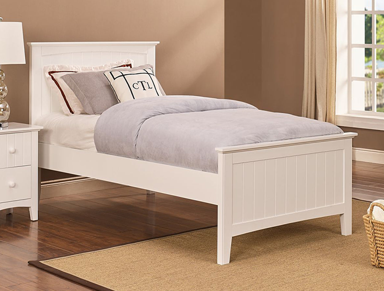 KING SINGLE CORBIN (5203) TIMBER VENEER BED - WHITE