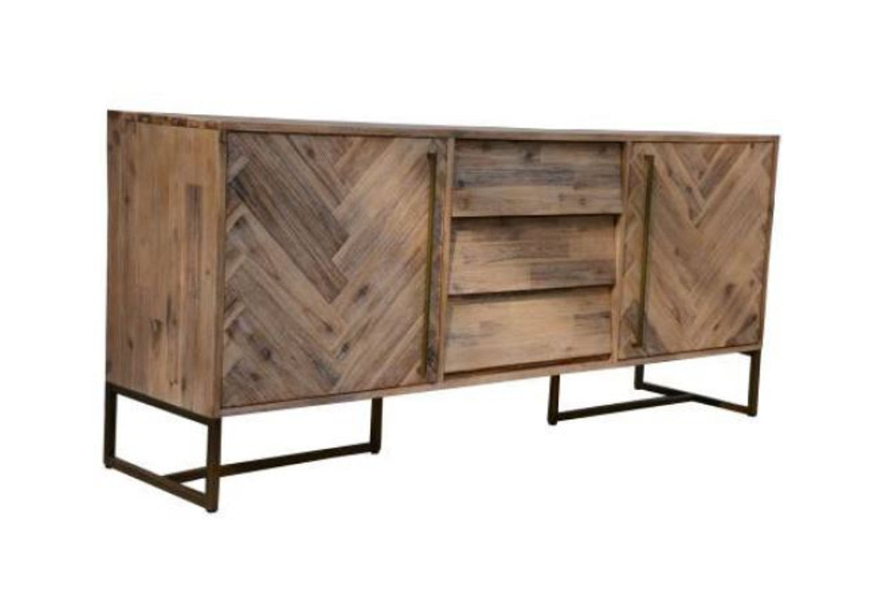 COUNTRY 2 DOORS 3 DRAWERS SIDEBOARD BUFFET  WITH METAL LEGS (18-15-13-1) - 800(H) X 1800(W) - OAK