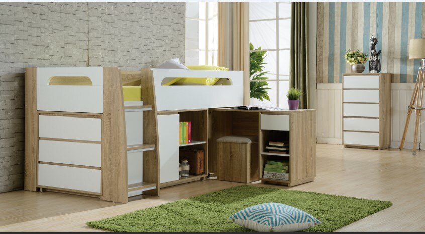 CHARLIE 5  DRAWER NARROWBOY - (MODEL:LS-095) - OAK / WHITE