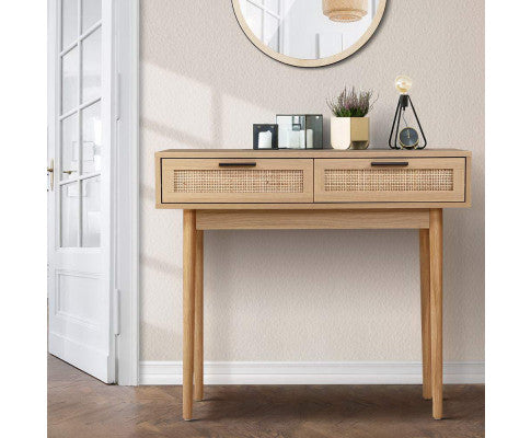 JOHNSON RATTAN  CONSOLE TABLE WITH 2 DRAWERS - NATURAL