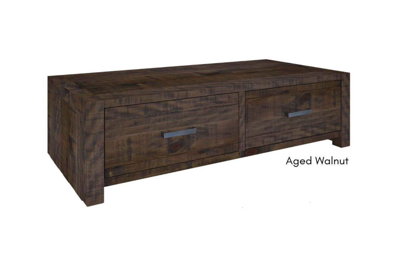 CUMBERLAND COFFEE TABLE - WITH 2 DRAWERS - AGED WALNUT