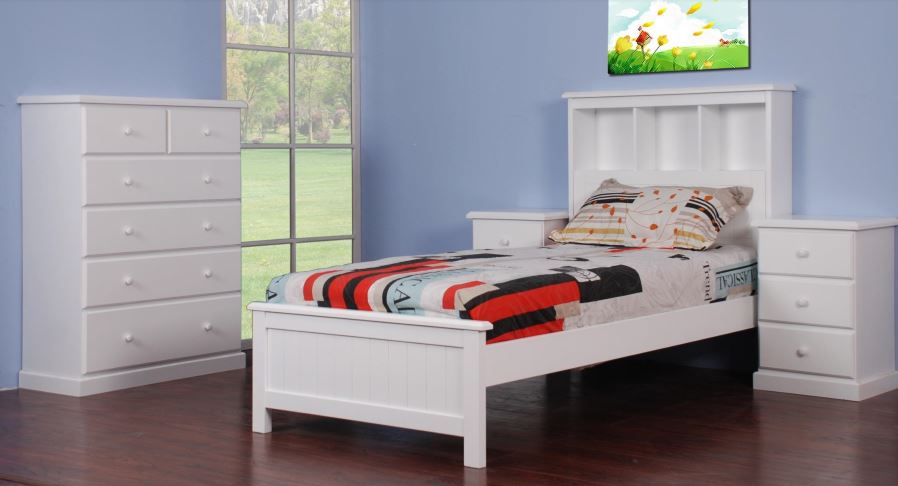 KAMPARI SINGLE OR  KING SINGLE  3 PIECE BEDROOM SUITE  - (MODEL:20-15-13-13-9) - WHITE 