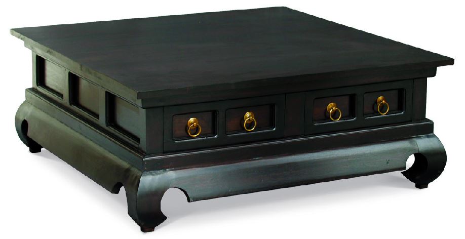 PUREVIEW 4 DRAWER OPIUM LEG COFFEE TABLE  1000(W) X 1000(D) - MAHOGANY OR CHOCOLATE