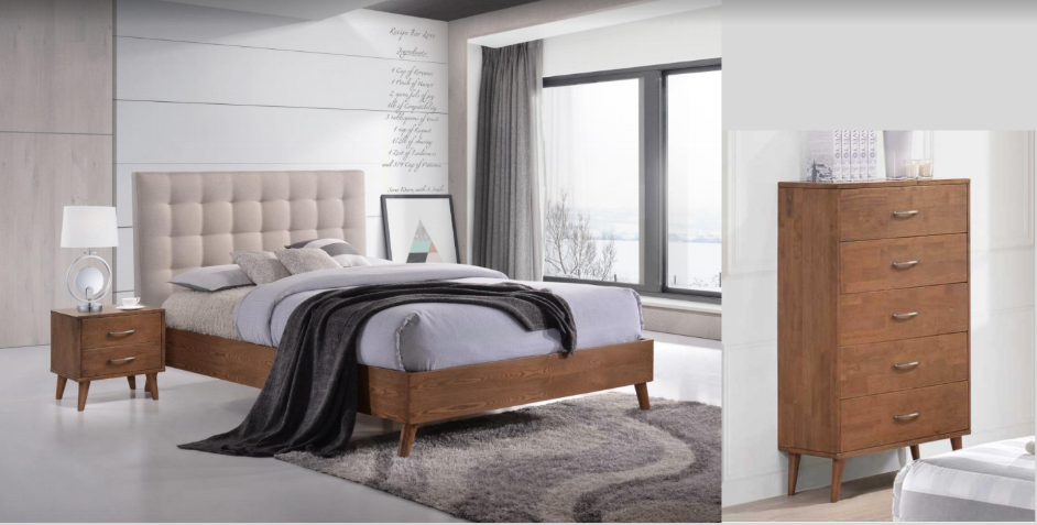 AMINA DOUBLE OR QUEEN 3 PIECE BEDSIDE BEDROOM SUITE - (14-15-15-19-1) - 2 TONE