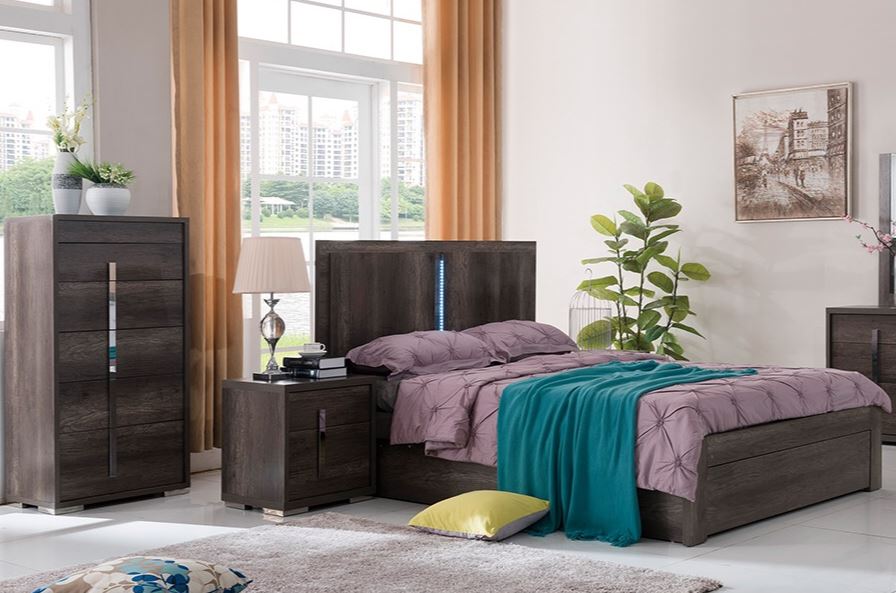 YONKERS DOUBLE OR QUEEN 4 PIECE (TALLBOY) BEDROOM SUITE   - CHARCOAL 