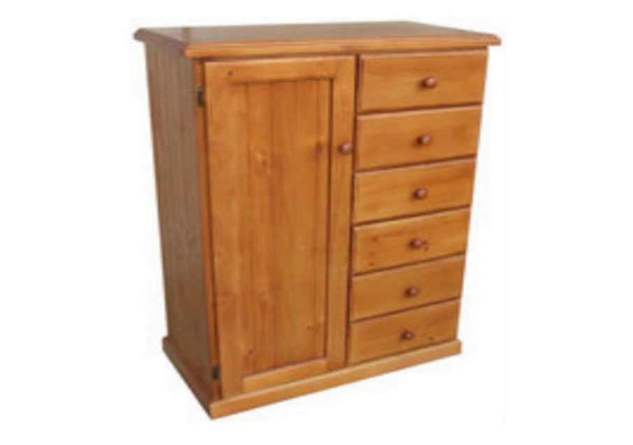 MUDGEE NURSERY ROBE WITH 1 DOOR / 6 DRAWERS - 1200(H) X 900(W) - ASSORTED COLOURS