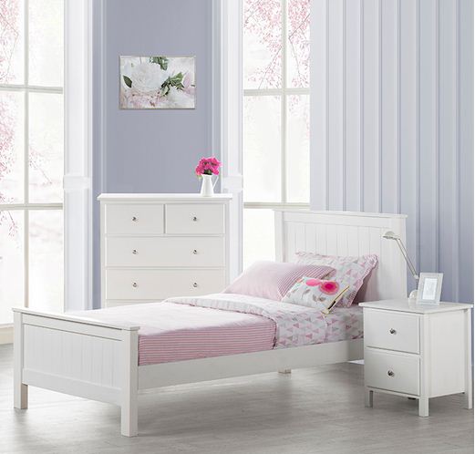 KING SINGLE EMPRESS HARDWOOD / VENEER BED - WHITE