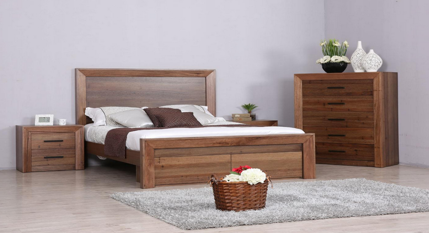 BLYTHE KING 4 PIECE (TALLBOY) BEDROOM SUITE - WORMY OAK 