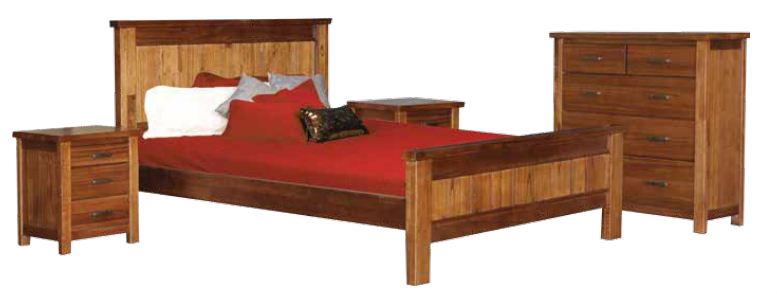 KING MONTANA (3043) FULL PANEL 4 PIECE TALLBOY  BEDROOM SUITE - MOUNTAIN GUM 