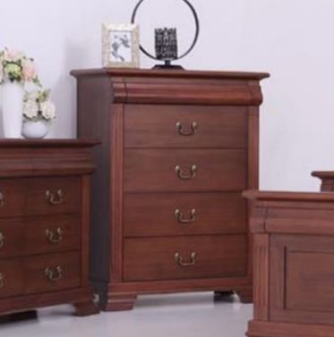 BRADLEY  4  DRAWER TALLBOY CHEST  (MODEL:3-1-18-15-12-9-14-5) - AS PICTURED