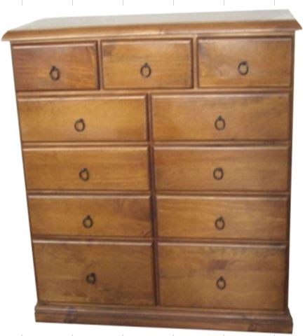 CRONULLA (CR48511) 11 DRAWERS SPLIT TOP CHEST - 1210(H) x 1150(W) - BALTIC , WALNUT OR GREYWASH  