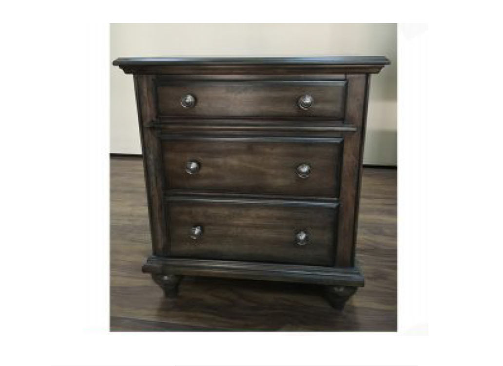 RUDEN   3  DRAWERS BEDSIDE TABLE - (MODEL - 7-5-15-18-7-9-1) -BURNISHED CHERRY