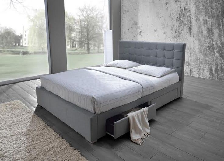 QUEEN SARAH  FABRIC BED WITH 4 UNDERBED DRAWERS (MODEL-8497) - GREY 