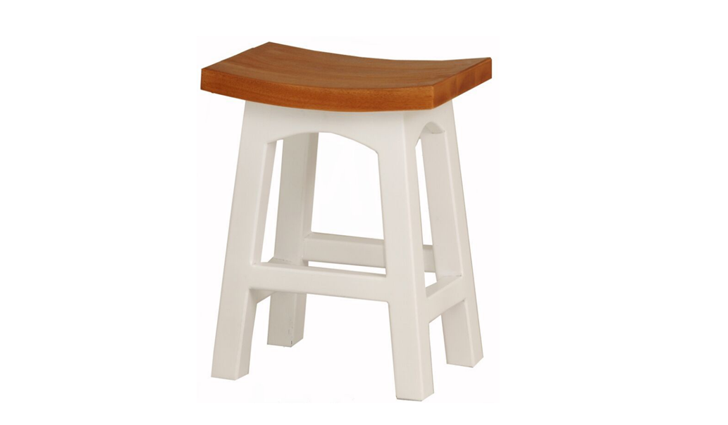  ZIMA  TWO - TONED WOODEN BAR STOOL (BR 048 WD) - SEAT: 480(H) - WHITE & CARAMEL