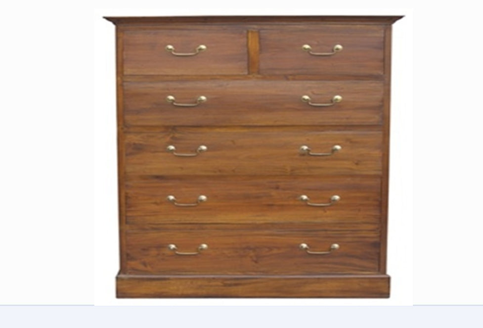 TASMANIA 6 DRAWER TALLBOY  (TB 006 PN  ) - 1400(H) X 1100(W)- MAHOGANY OR CHOCOLATE