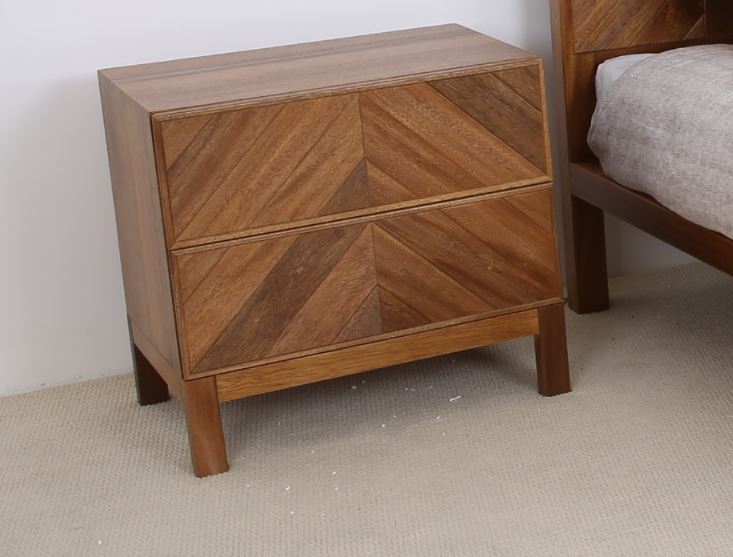 KALISTA  2 DRAWER BEDSIDE TABLE - SOLID  AFRICAN OAK HARDWOOD - AS PICTURED