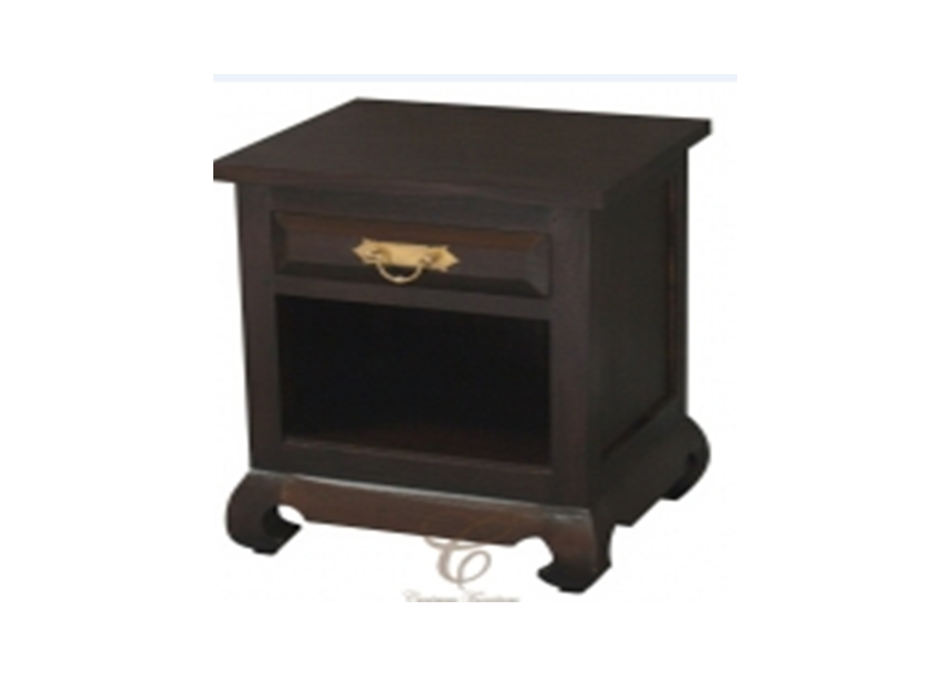 SEOUL  1 DRAWER  BEDSIDE  TABLE  WITH  RING / CHUNKY HANDLE (BS 001 OL RJ) -500(W)  - CHOCOLATE