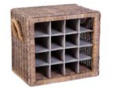  RATTAN 16 BOTTLES  WINE RACK (DEH606)  -500(W) X 360(D) - KUBU GREY 
