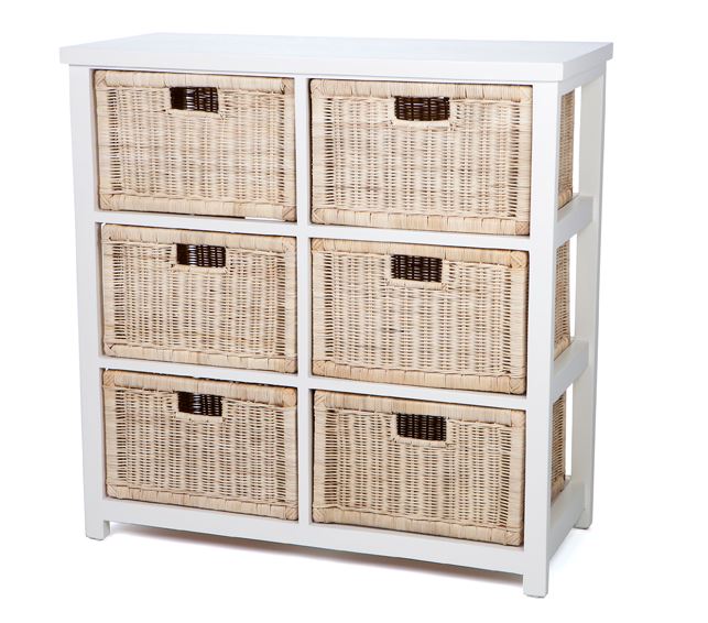 BESSY VERTICAL CANE STORAGE DRAWERS (RDB786VN) WITH 6 DRAWERS - NATURAL / WHITE