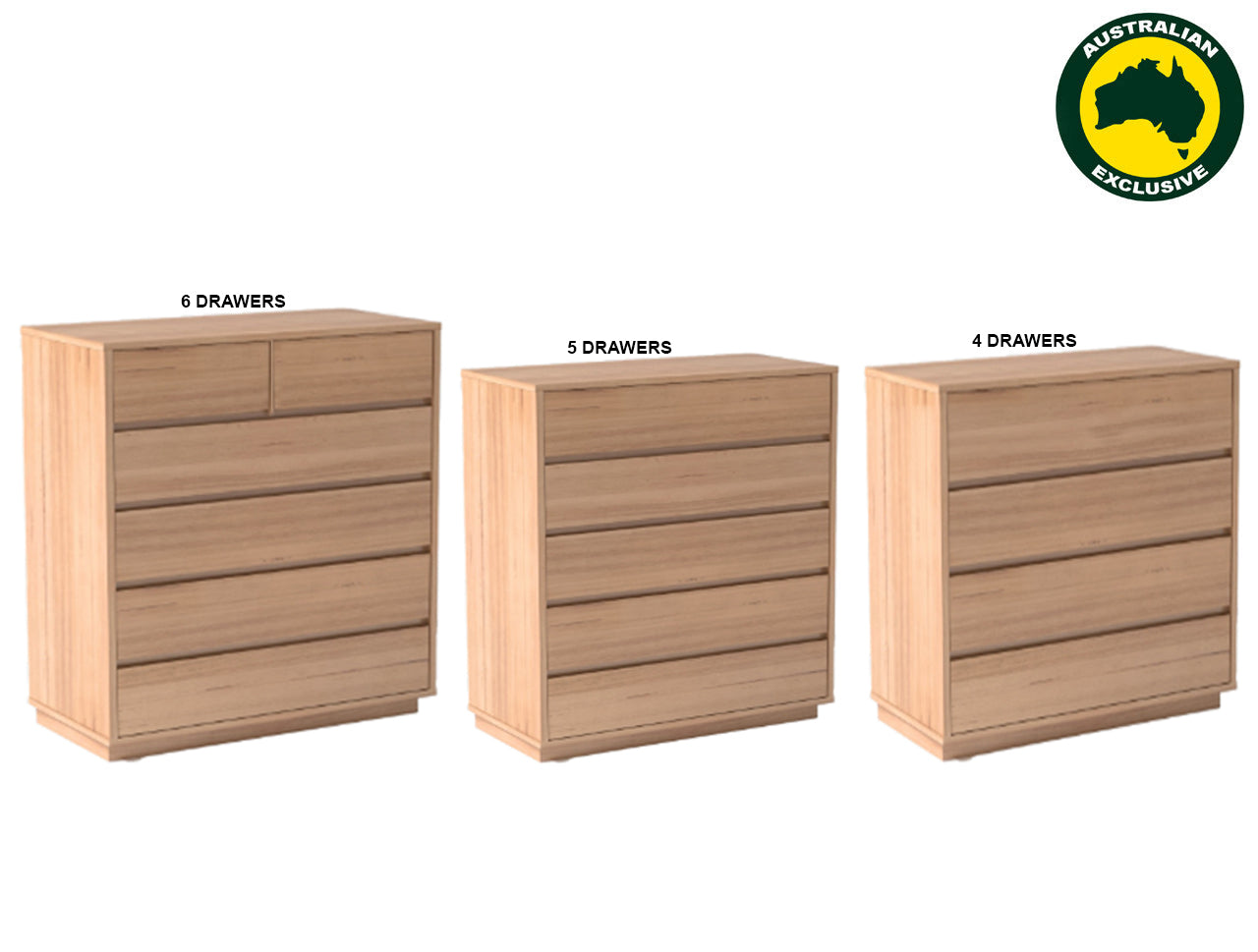 CATHERINE (AUSSIE MADE) TALLBOY COLLECTION - TASSIE OAK WITH FLOATING BASE COMBINATION - ASSORTED STAINED COLOURS - STARTING FROM $1299