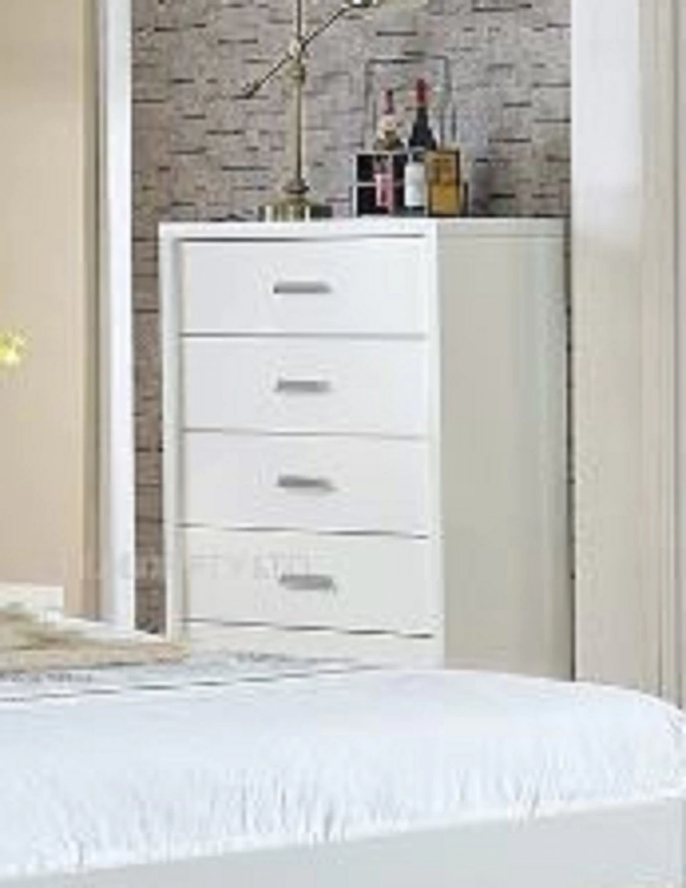 CHICAGO KING 6 PIECE (THE LOT) BEDROOM SUITE WITH SIDE LIFT BED (LS-120 K) - HIGH GLOSS WHITE