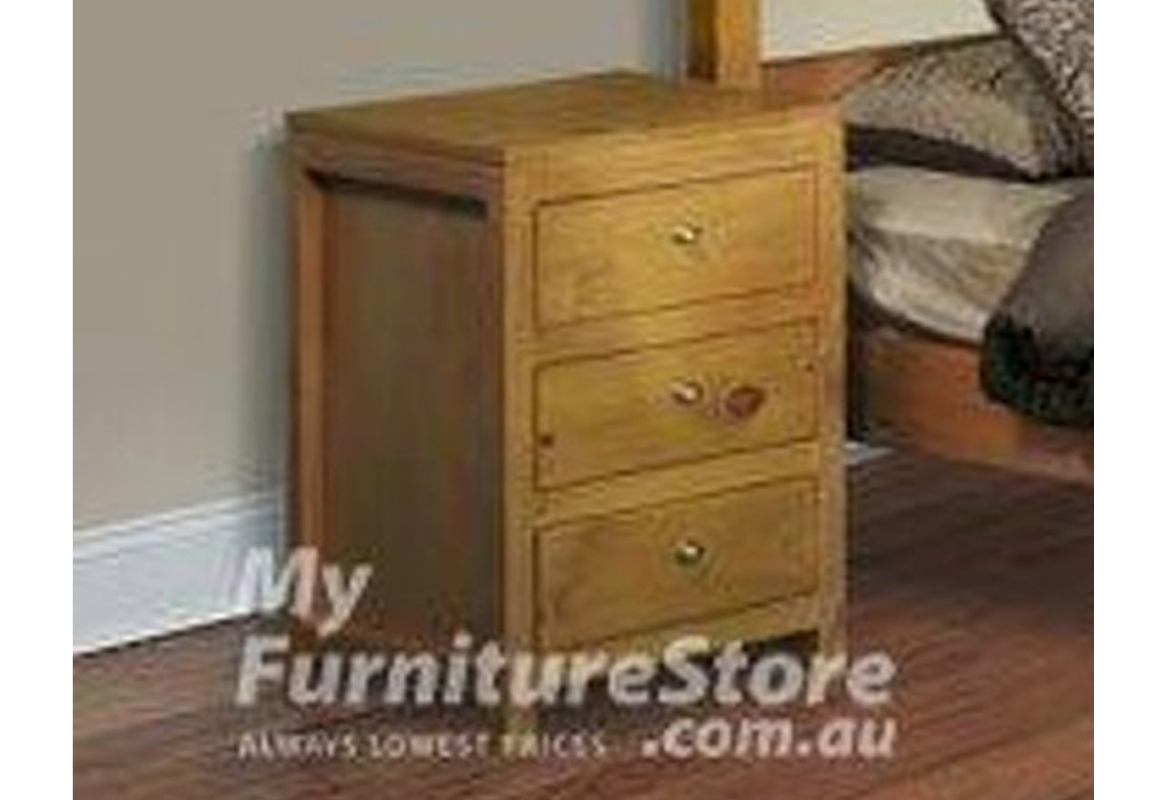 CHUNKY (ASSORTED COLOURS) 3 DRAWER BEDSIDE TABLE - ASSORTED COLOURS