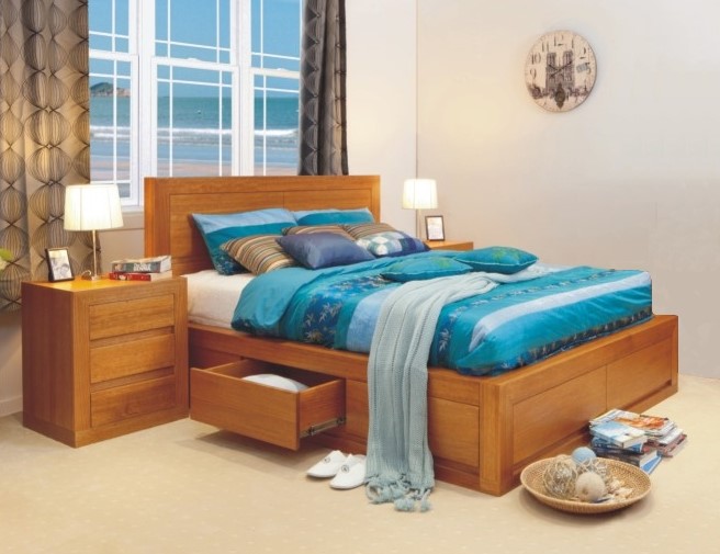 KING SINGLE CLAREMONT / MORGAN DELUXE (AUSSIE MADE) TASSIE OAK COMBINATION BED WITH 2 UNDER BED DRAWERS - ASSORTED COLOURS
