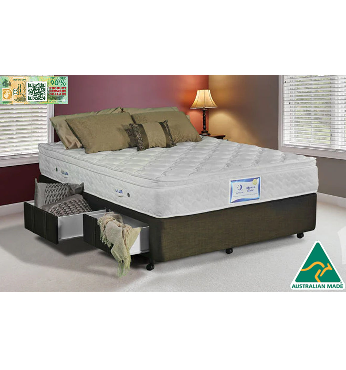 (FW) CRETE / (AMM) CLASSIC (AUSSIE MADE) BASE WITH 2 SIDES DRAWERS - (12''/300MM) BASE ONLY - ASSORTED FABRICS &  COLOURS - INCLUDE an EXTRA 90% SAVINGS on the price with a FREE REWARDS VOUCHER - STARTING FROM $899