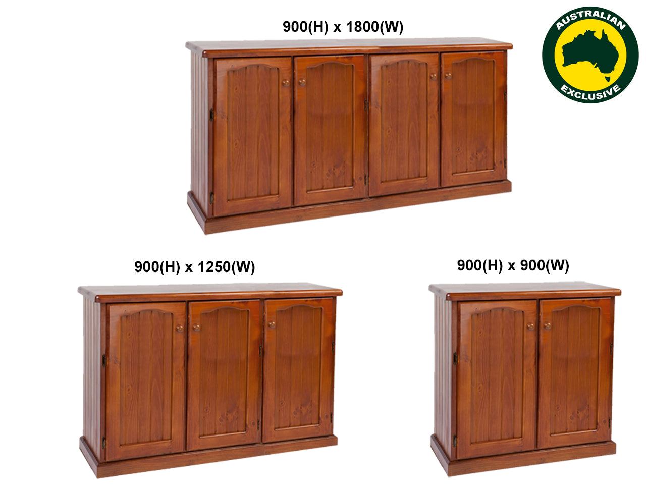 MUDGEE / COLONIAL (AUSSIE MADE) THICK TOP 2 DOOR BUFFET - ASSORTED STAINED COLOURS - STARTING FROM $599