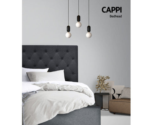 DOUBLE  CELCIUS LINEN FABRIC HEADBOARD BEDHEAD - BEDHEAD HEIGHT 1200(H) - CHARCOAL
