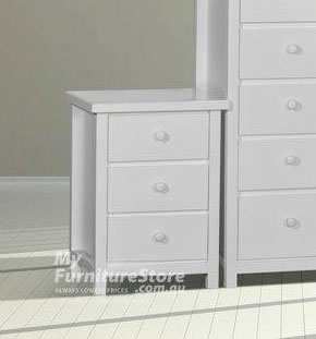 FEDERATION (AUSSIE MADE) 3 DRAWER BEDSIDE TABLE  - ASSORTED COLOUR STAINS AVAILABLE (NOT WHITE AS PICTURED)