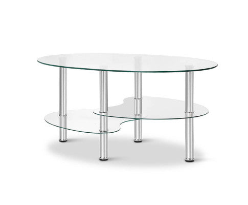 DESMOND 3 TIER GLASS COFFEE TABLE - AS PICTURED