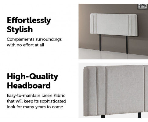 QUEEN ANDORRA LINEN FABRIC HEADBOARD BEDHEAD - BEIGE