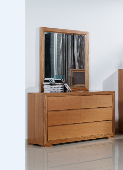 AUDS  (614) KING  5 PIECE DRESSER BEDROOM SUITE WITH  LED LIGHTS ON BEDHEAD  (MODEL 1-21-4-18-5-25) - MAPLE