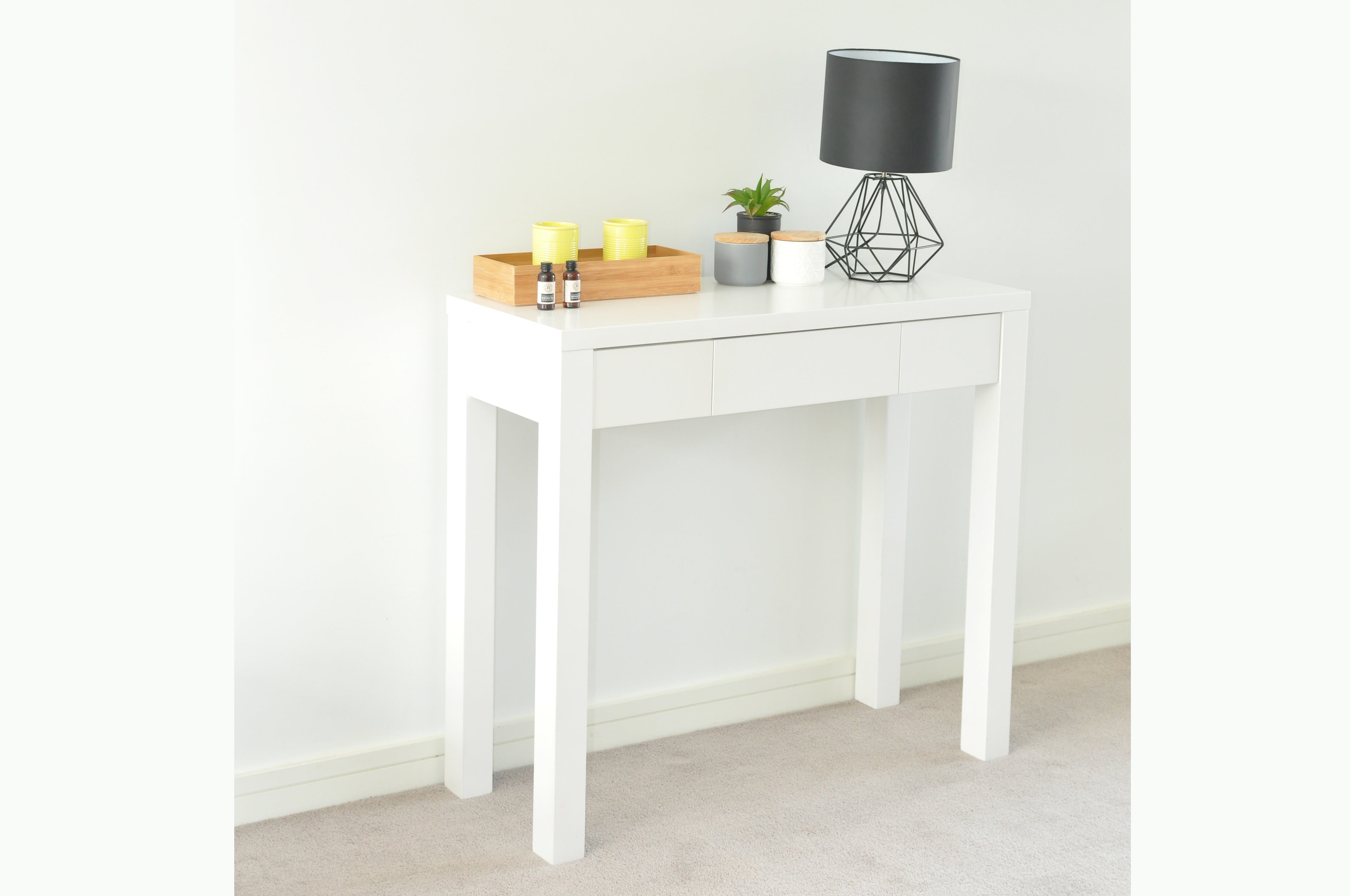 KAREN HALLWAY TABLE - 900(H) X 1000(W) X 400(D) - HIGH GLOSS WHITE