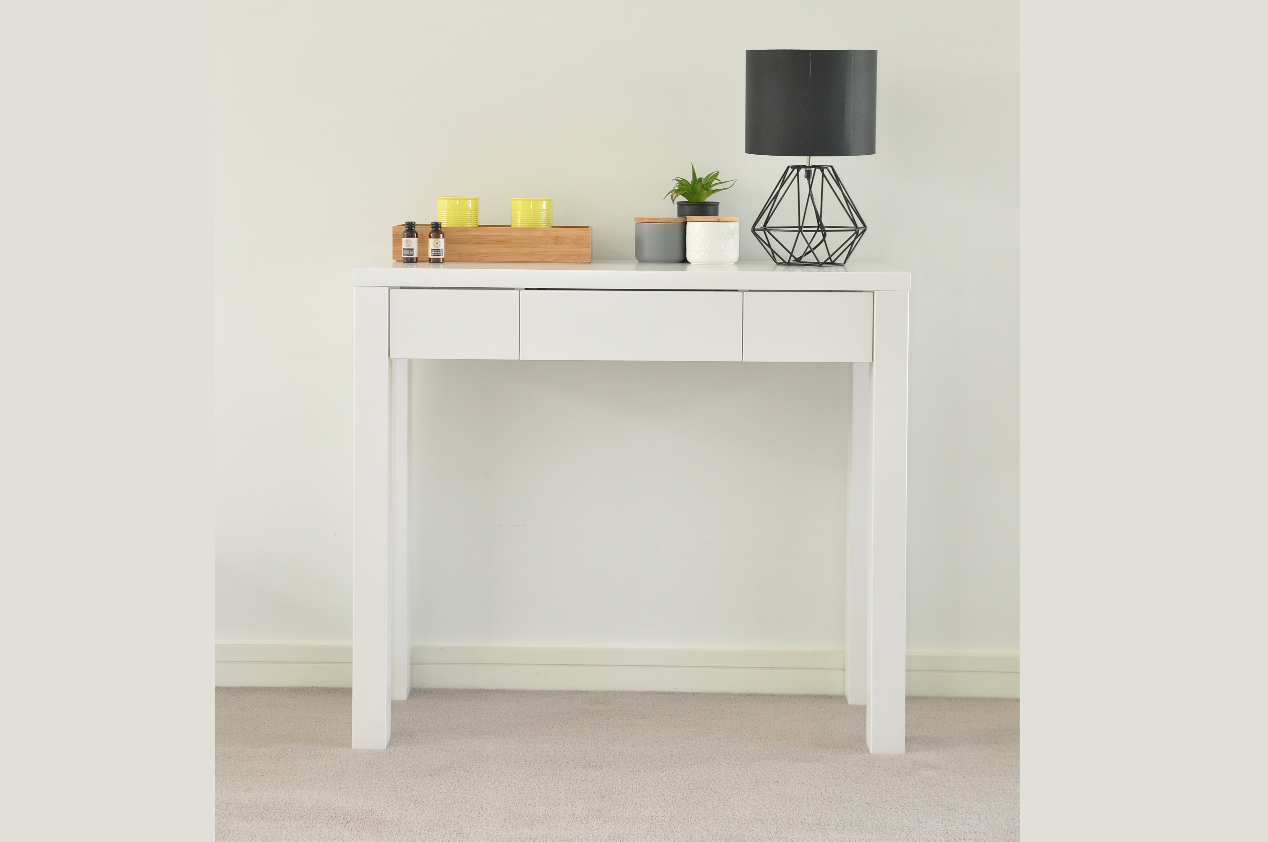 KAREN HALLWAY TABLE - 900(H) X 1000(W) X 400(D) - HIGH GLOSS WHITE