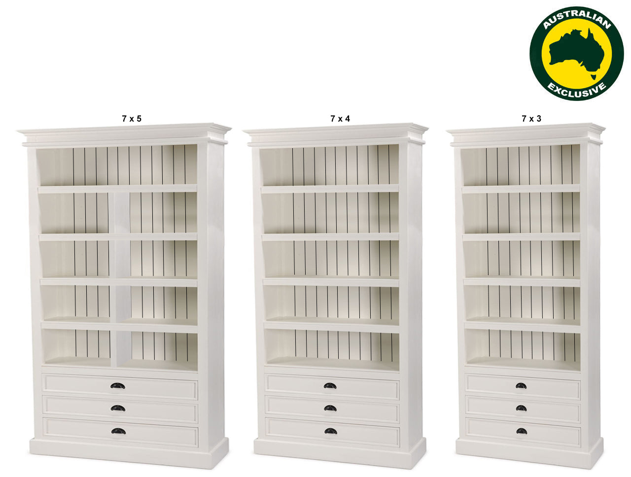 DARIA (AUSSIE MADE) HIGHLINE BOOKCASE WITH 3 DRAWERS COLLECTION - ASSORTED PAINTED COLOURS - STARTING FROM $1049