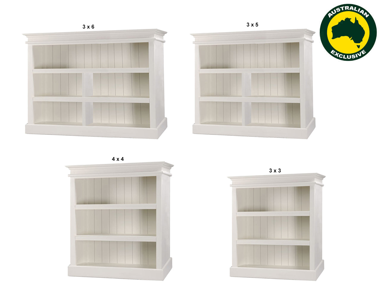DARIA (AUSSIE MADE) LOWLINE BOOKCASE COLLECTION - ASSORTED PAINTED COLOURS - STARTING FROM $849