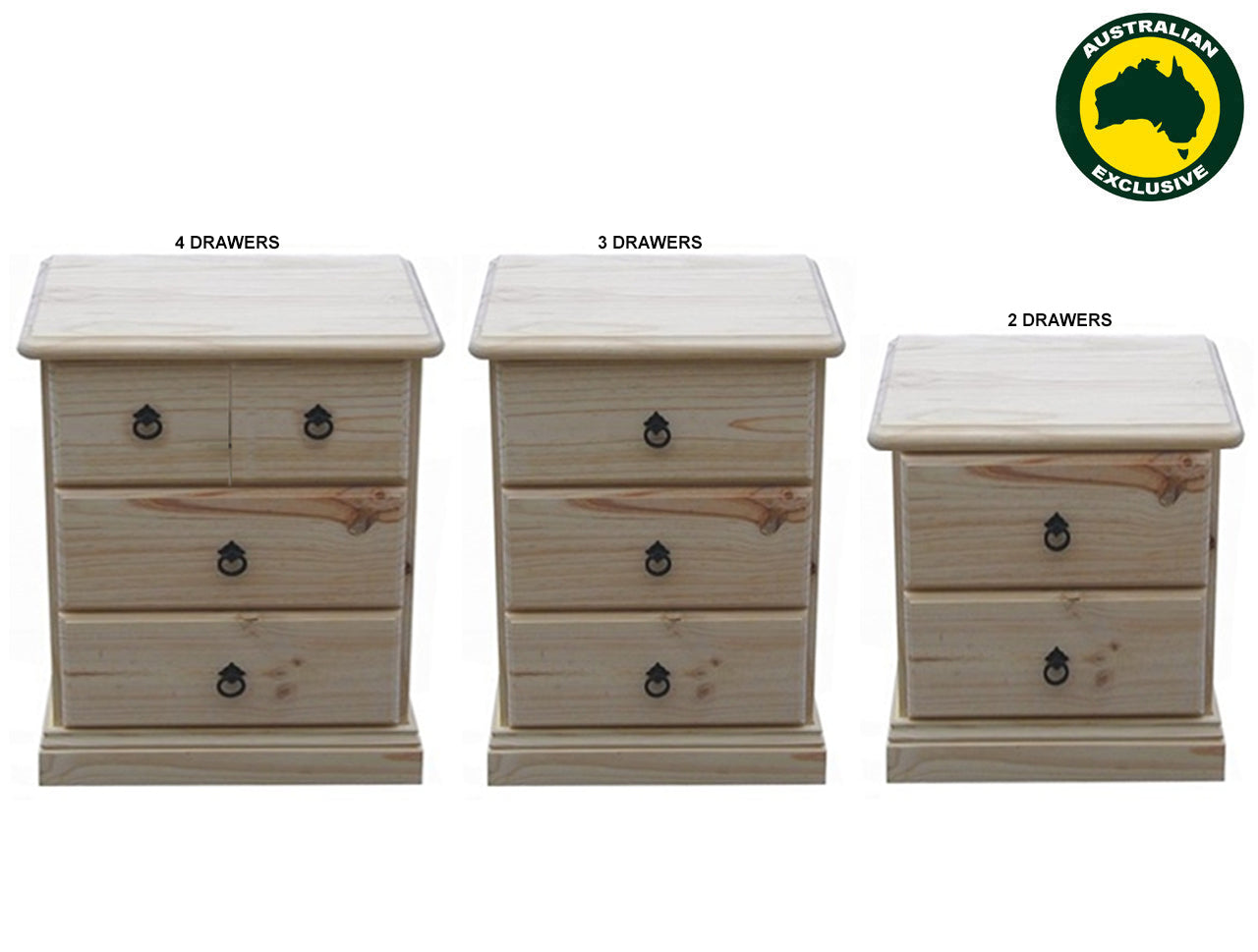 DARWIN (AUSSIE MADE) DELUXE BEDSIDE COLLECTION  - ASSORTED STAINED COLOURS - STARTING FROM $399