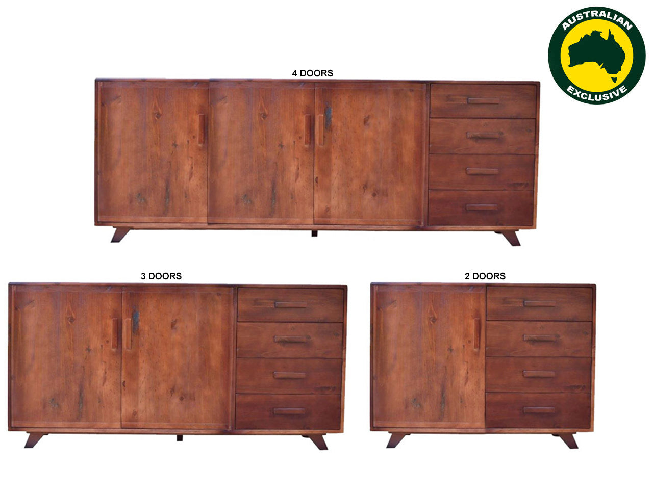 DENVER (AUSSIE MADE) BUFFET WITH SCANDI LEGS COLLECTION - ASSORTED STAINED COLOURS - STARTING FROM $899