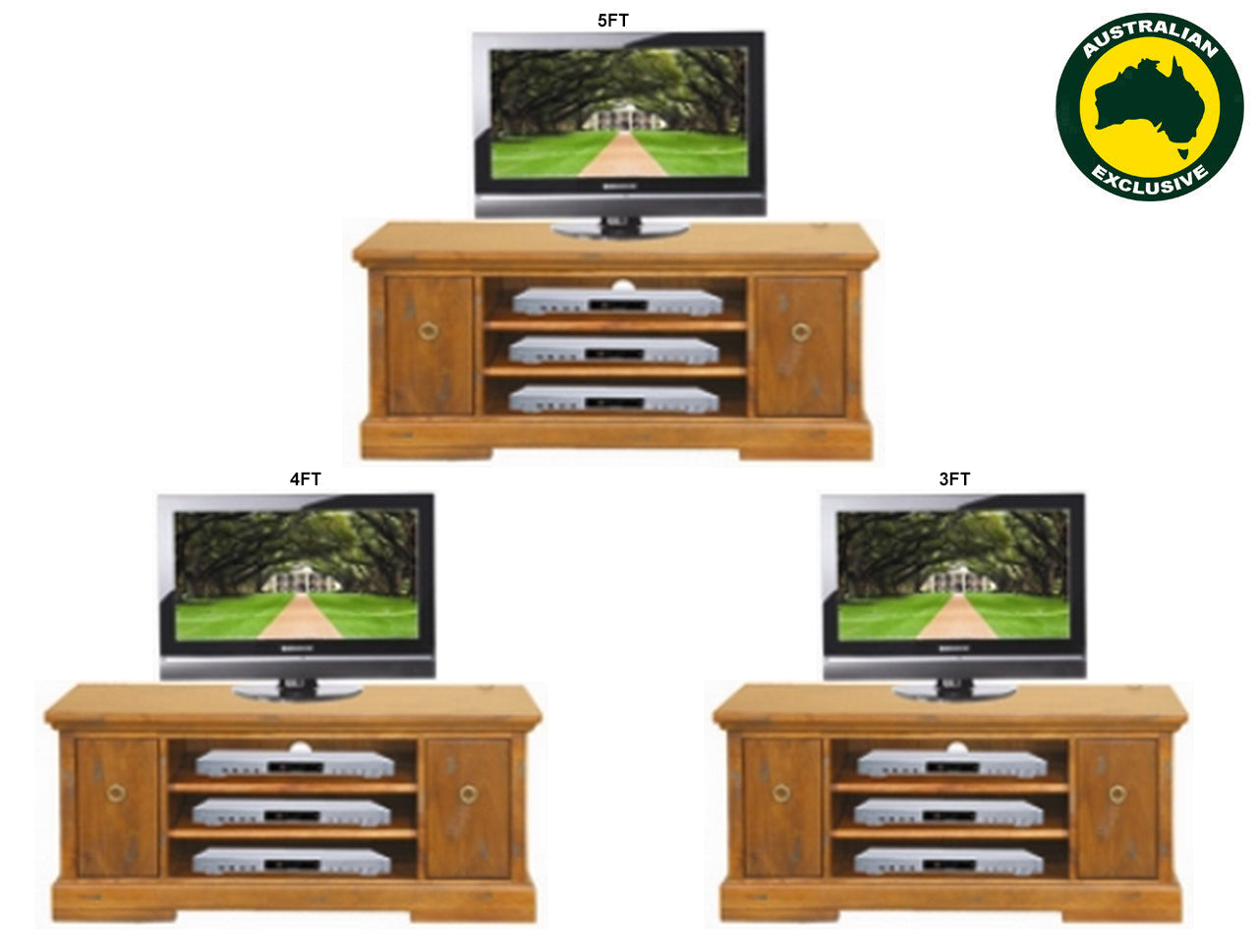DONSILIA (AUSSIE MADE) 2 DOOR LOWLINE TV ENTERTAINMENT UNIT COLLECTION - ASSORTED STAINED COLOURS - STARTING FROM $699