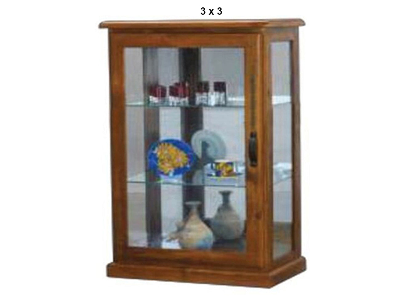 DROVER (AUSSIE MADE) LOWLINE GLASS DISPLAY CABINET WITH MIRRORED BACK COLLECTION - ASSORTED STAINED COLOURS - STARTING FROM $1199